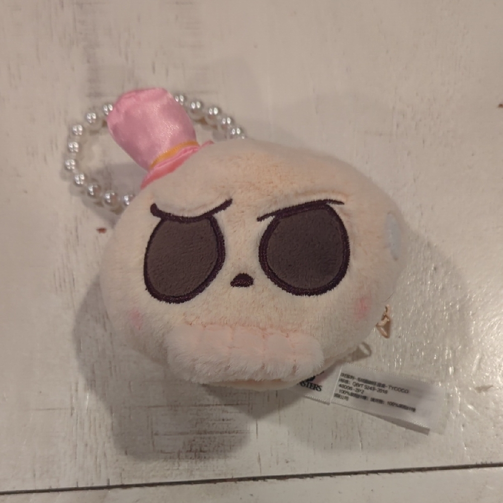 Cute Skull Plush Keychain with Pink Bow
